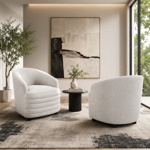 Sylvie Fabric Accent Chair Light Grey