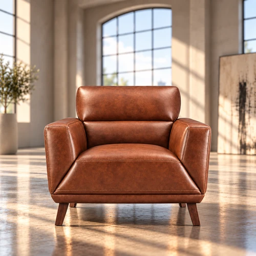 Jake Genuine Leather Chair Brandy