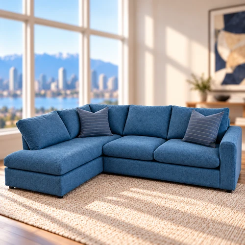 Grande Fabric LHF Sectional Blue
