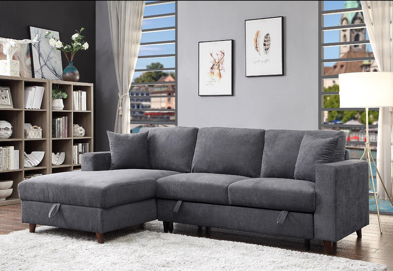 Avril Fabric LHF Sofa Bed Sectional with Storage Grey