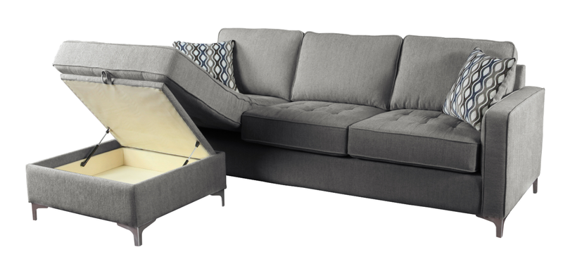 Sophie Fabric Reversible Storage Sectional Grey