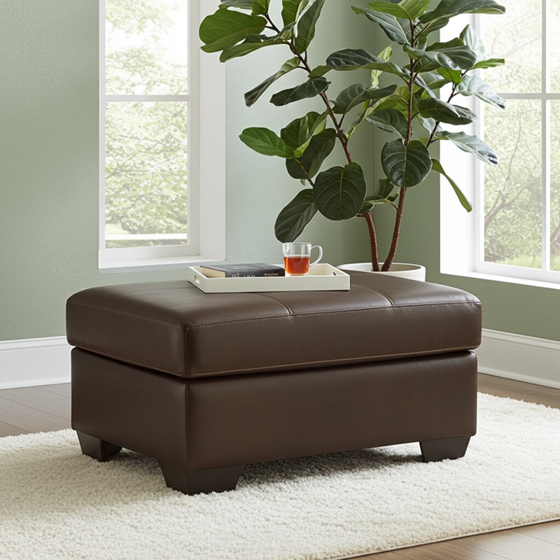 Logan Genuine Leather Ottoman Brown