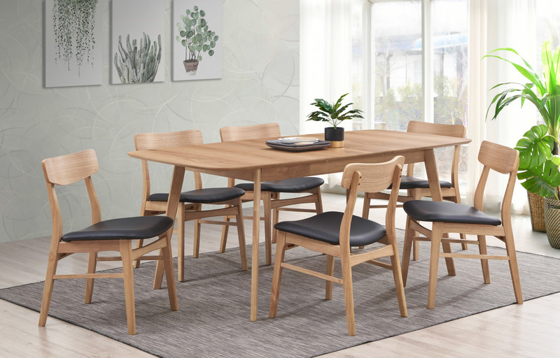 Rayan 7 Piece Dining Set Oak