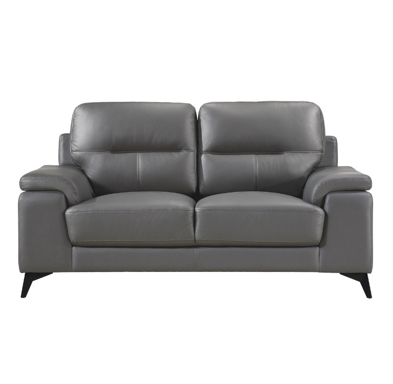 Salma Genuine Leather Loveseat Grey