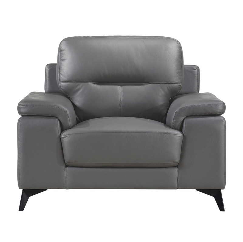 Salma Genuine Leather Chair Grey