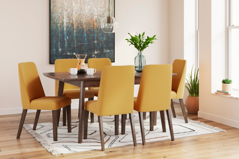 Lynn 7 Piece Dining Set with Yellow Chairs