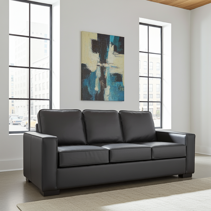 Nordel Genuine Leather Sofa Black