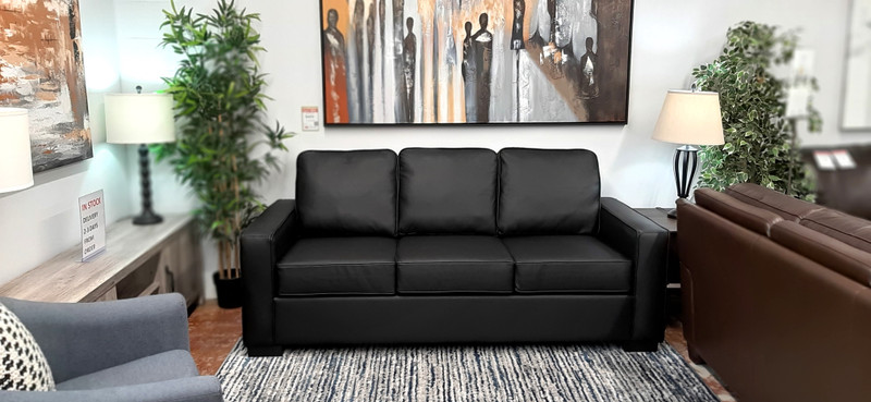 Nordel Genuine Leather  Queen Sofa Bed Black