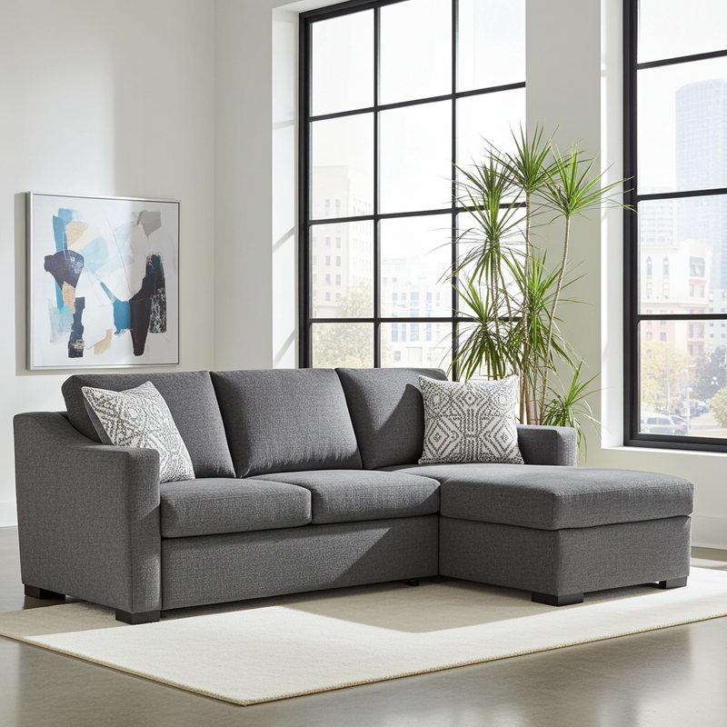 Allen Fabric RHF Sofa Bed Sectional with Storage Charcoal Allen Fabric RHF Sofa Bed Sectional with Storage Charcoal