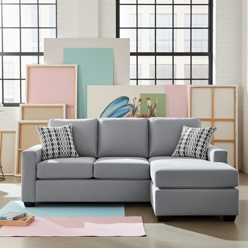 Nordel Fabric Reversible Sectional Queen Sofa Bed Hindman Grey