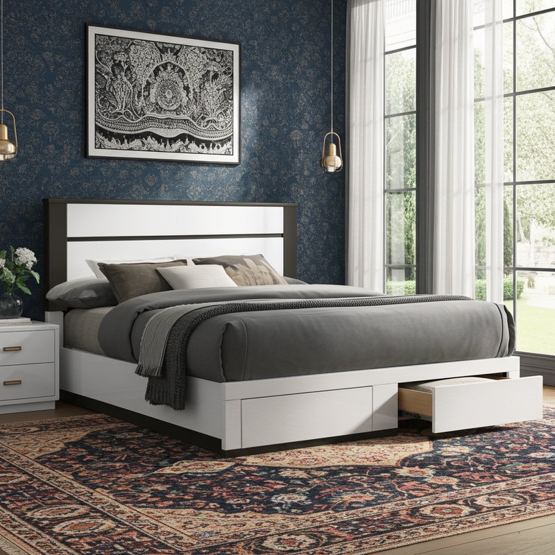 ALICE Storage Queen Bed Frame White