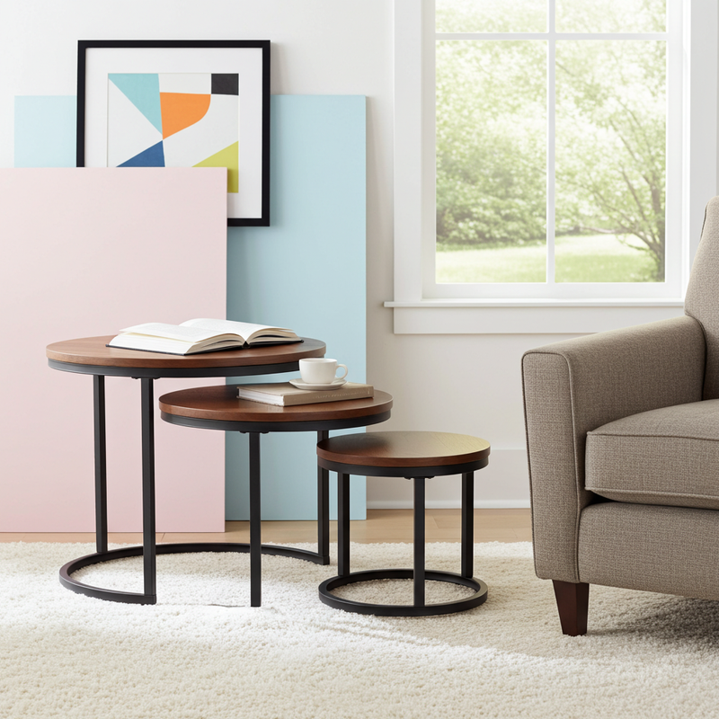 Modern Match Nesting Tables Walnut