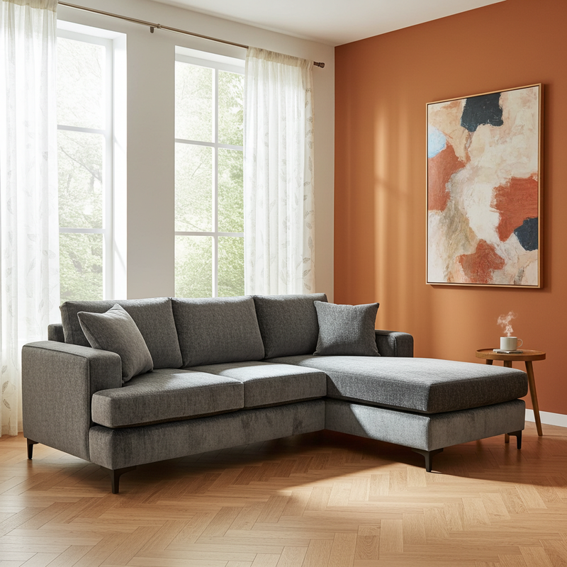 Tomas Fabric Loveseat with RHF Chaise Sectional