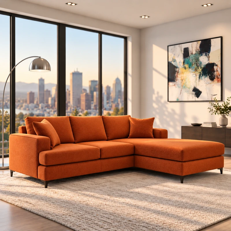 Tomas Fabric Loveseat with RHF Chaise Sectional