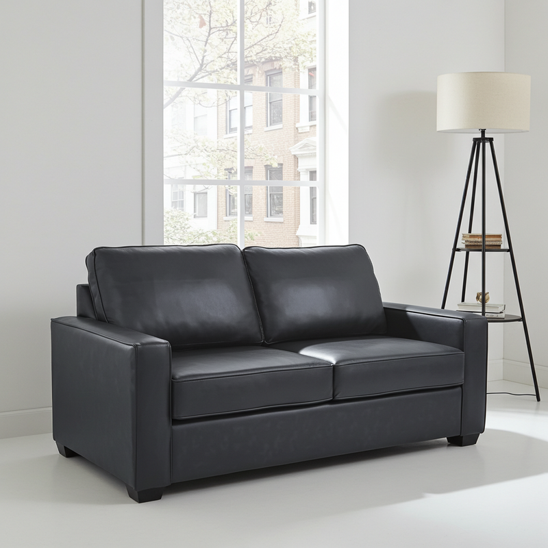 Nordel Genuine Leather Condo Sofa Black