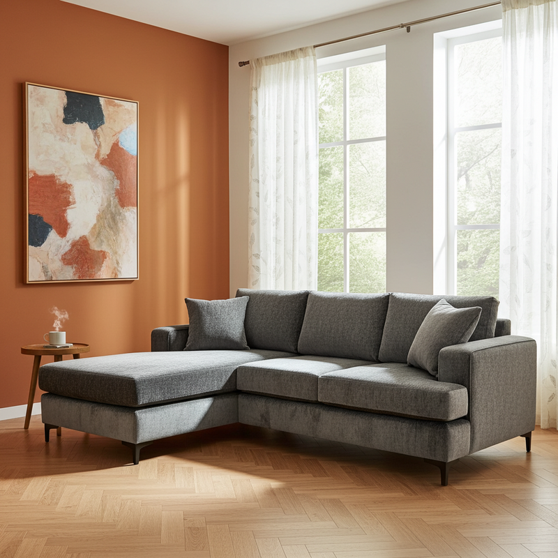 Tomas Fabric Loveseat with LHF Chaise Sectional