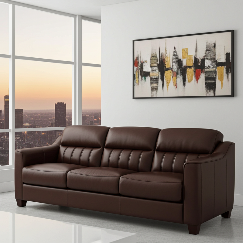 Uptown Genuine Leather Sofa Chestnut