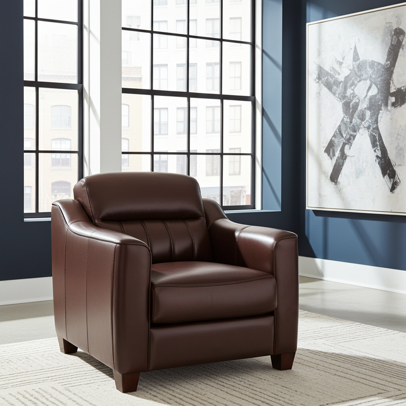 Uptown Genuine Leather Chair Chestnut