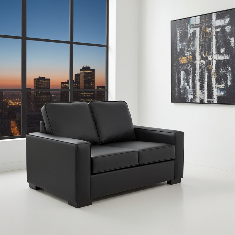 Nordel Genuine Leather Loveseat Black