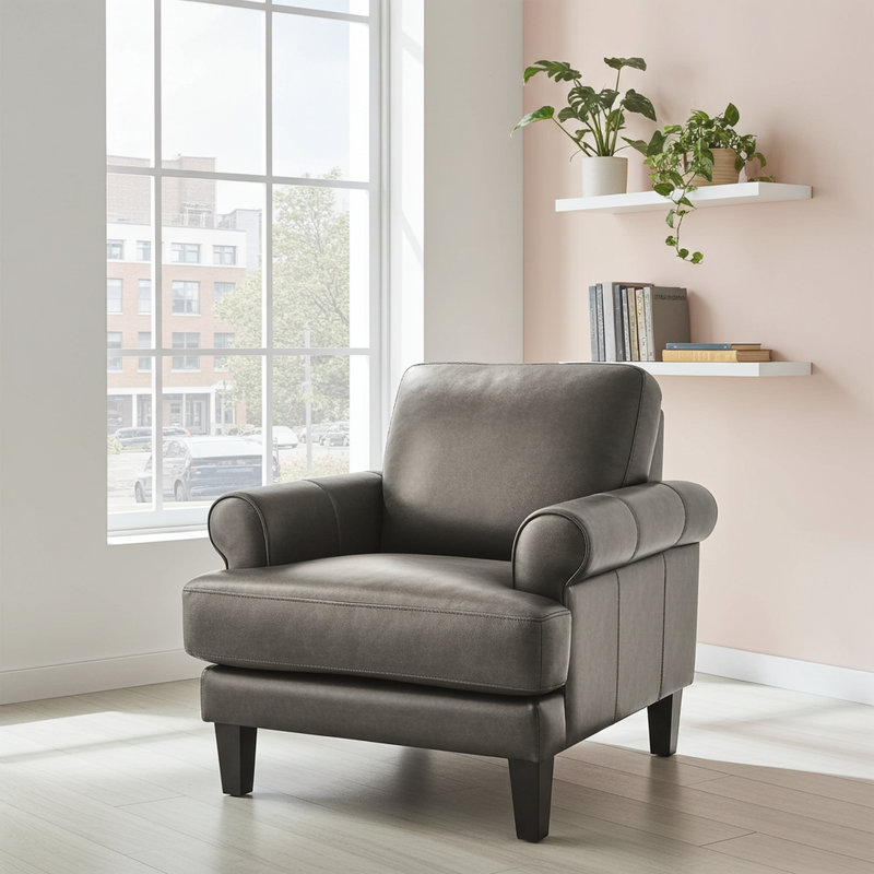 Dawn Genuine Leather Chair Grey