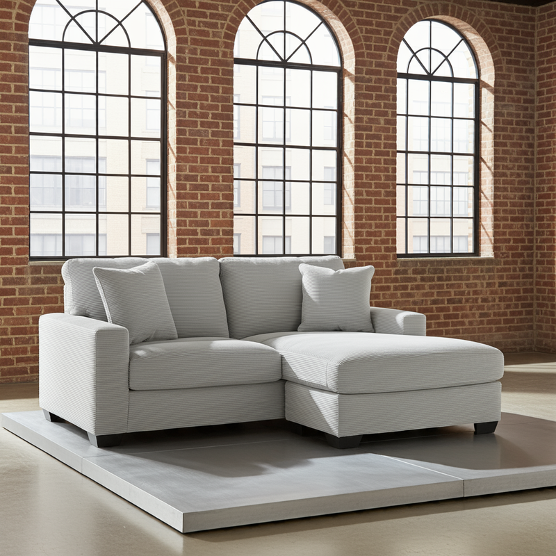 Gerald Fabric Reversible Sectional Smoke Grey