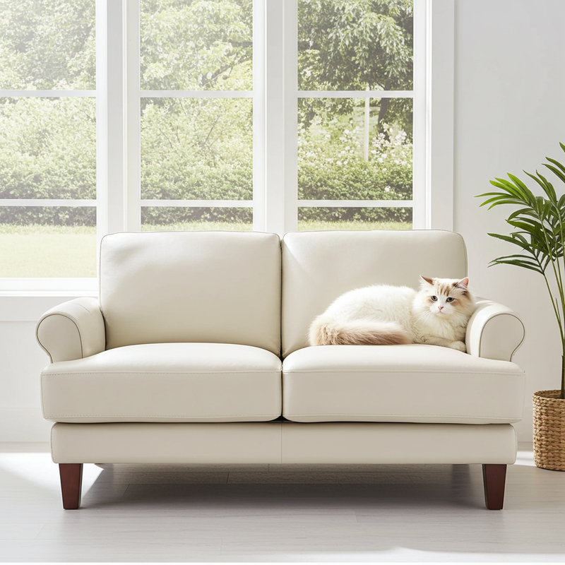Dawn Genuine Leather Loveseat Vanilla