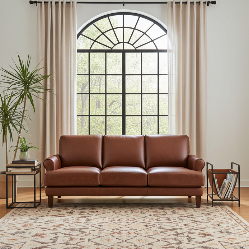 Dawn Genuine Leather Sofa Brown