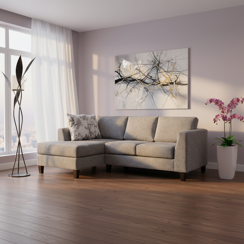 Lisa Fabric LHF Condo Sectional - Destiny Mist