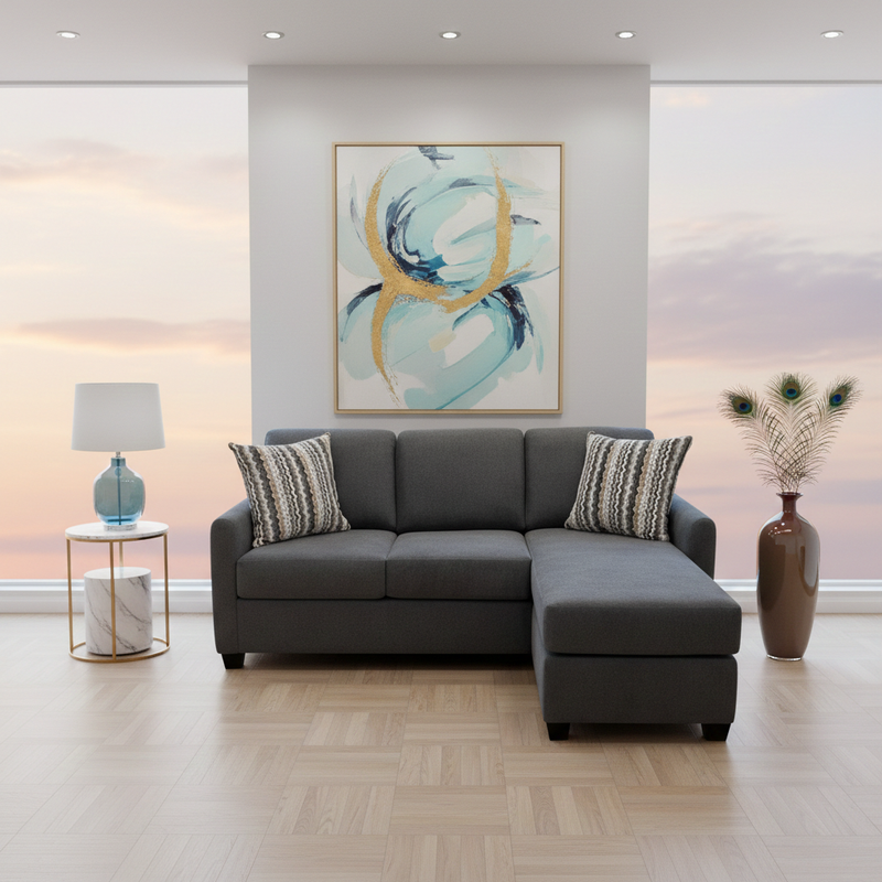 Brent Fabric Reversible Sectional Samantha Slate