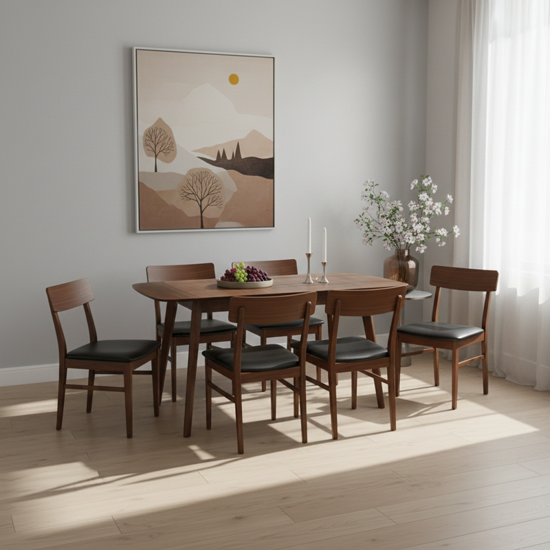 Rome 7 Piece Extendable Dining Set Walnut
