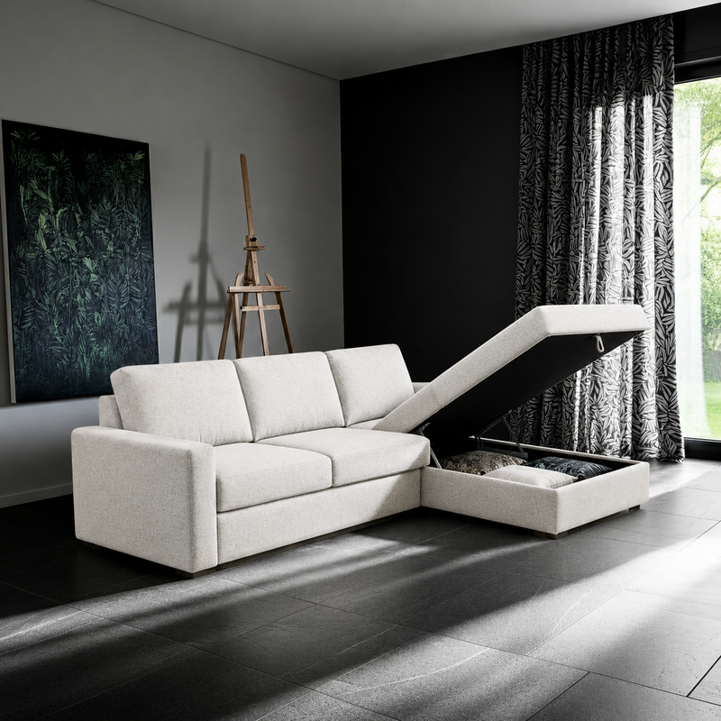 Charly Fabric RHF Condo Sectional with Storage
