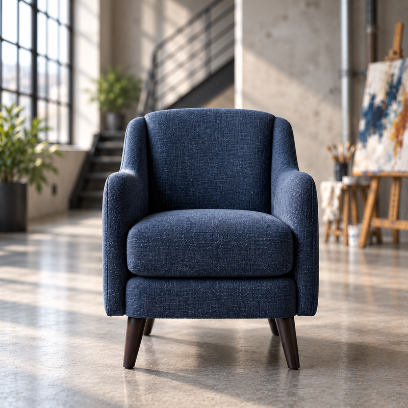 Anika Fabric Accent Chair Indigo