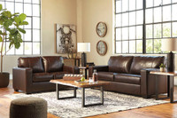 Logan Genuine Leather Queen Sofa Bed Brown