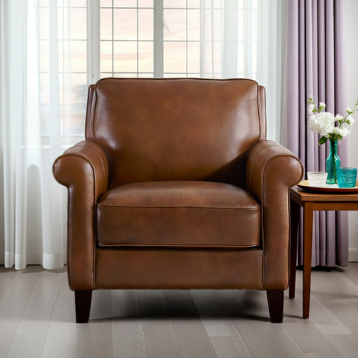 Linden Genuine Leather Chair Nutmeg | Pallucci Furniture