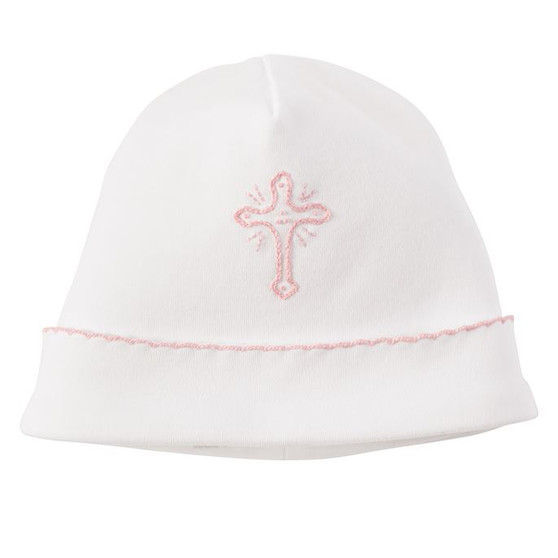 cross knit baptismal hat