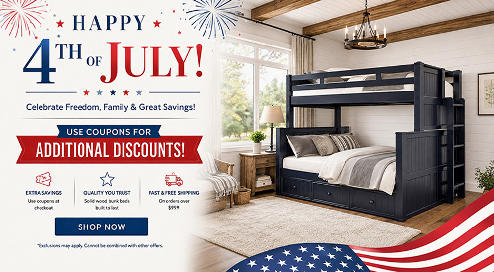 4th of July Sale on Heavy Duty Bunk Beds – Save on Adult, Queen & Twin XL Bunk Beds