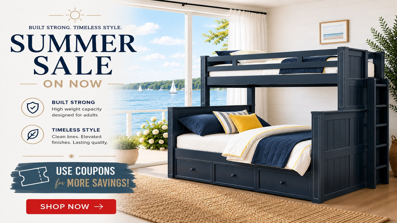 Dillon twin over full bunk bed in navy blue for adults