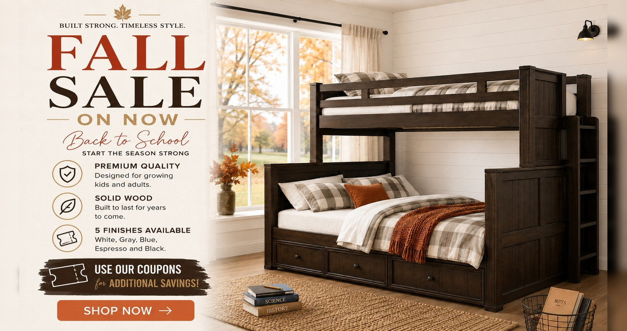 Fall Sale Dillon twin XL over Queen Bunk Bed in espresso for adults