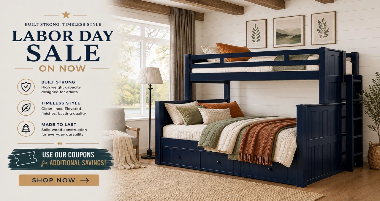 Labor Day Sale Twin XL over Queen Bunk Bed in Blue