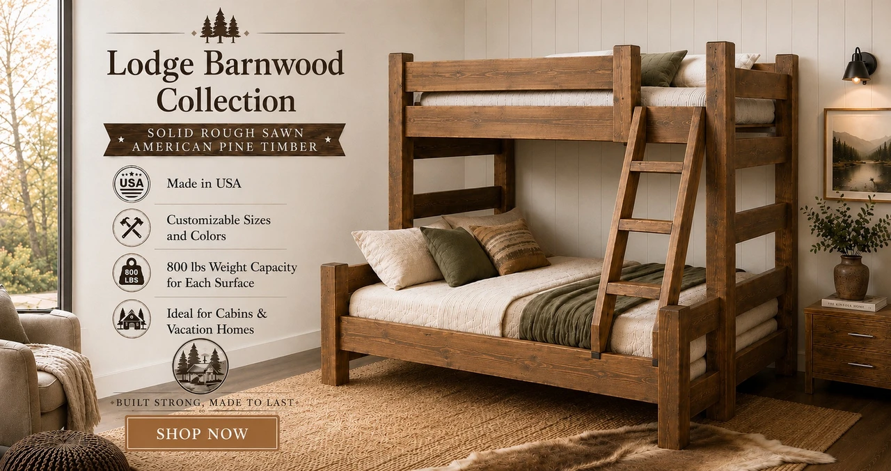Lodge Barnwood Twin over Full Bunk Bed for adults