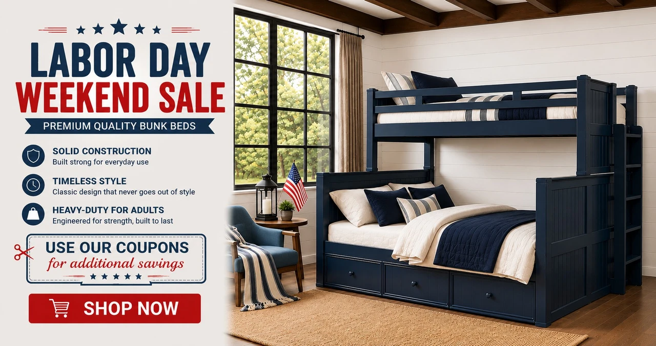 Labor Day Weekend Sale on Solid Hardwood Bunk Beds