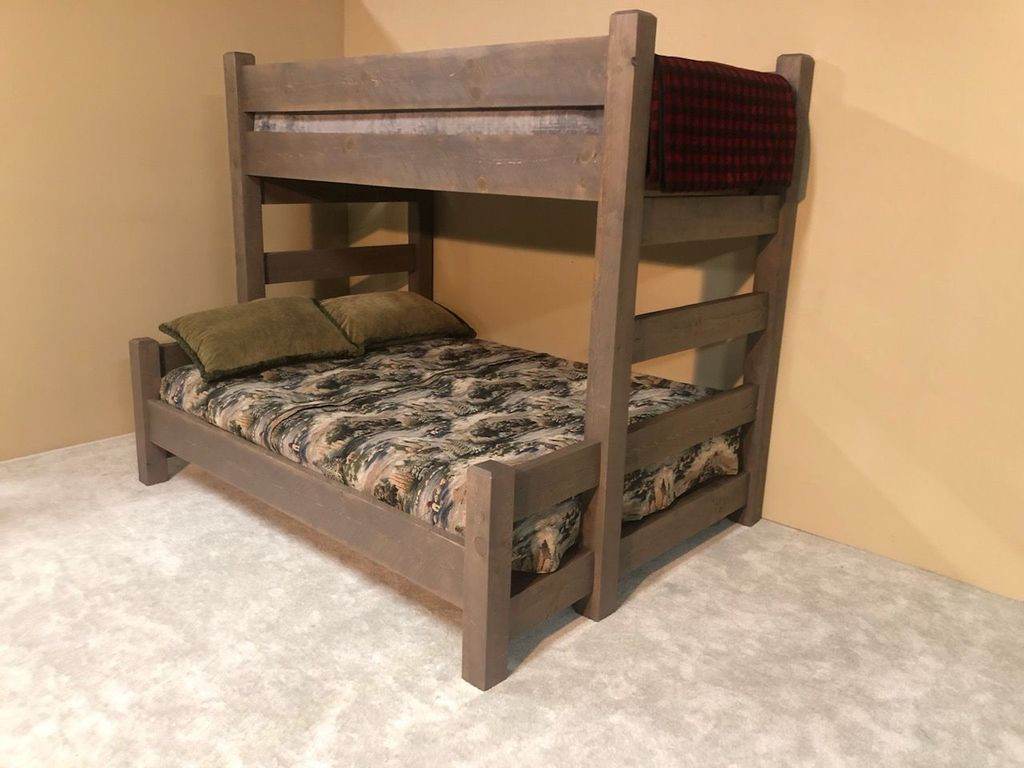Lodge XL Twin Over Queen Barnwood Bunk Bed Adult Bunk Beds