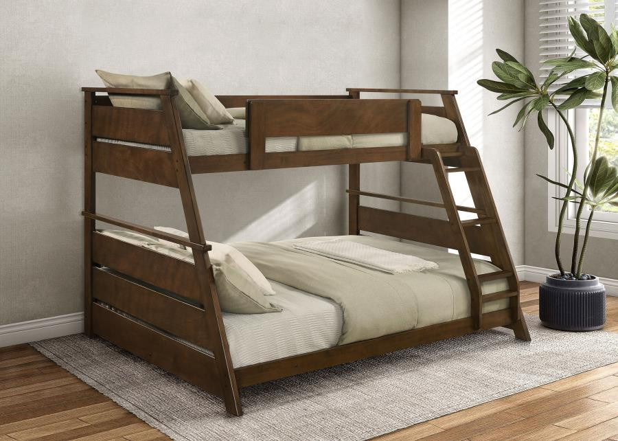 Venice Twin over Full Low Bunk Bed - White and Walnut