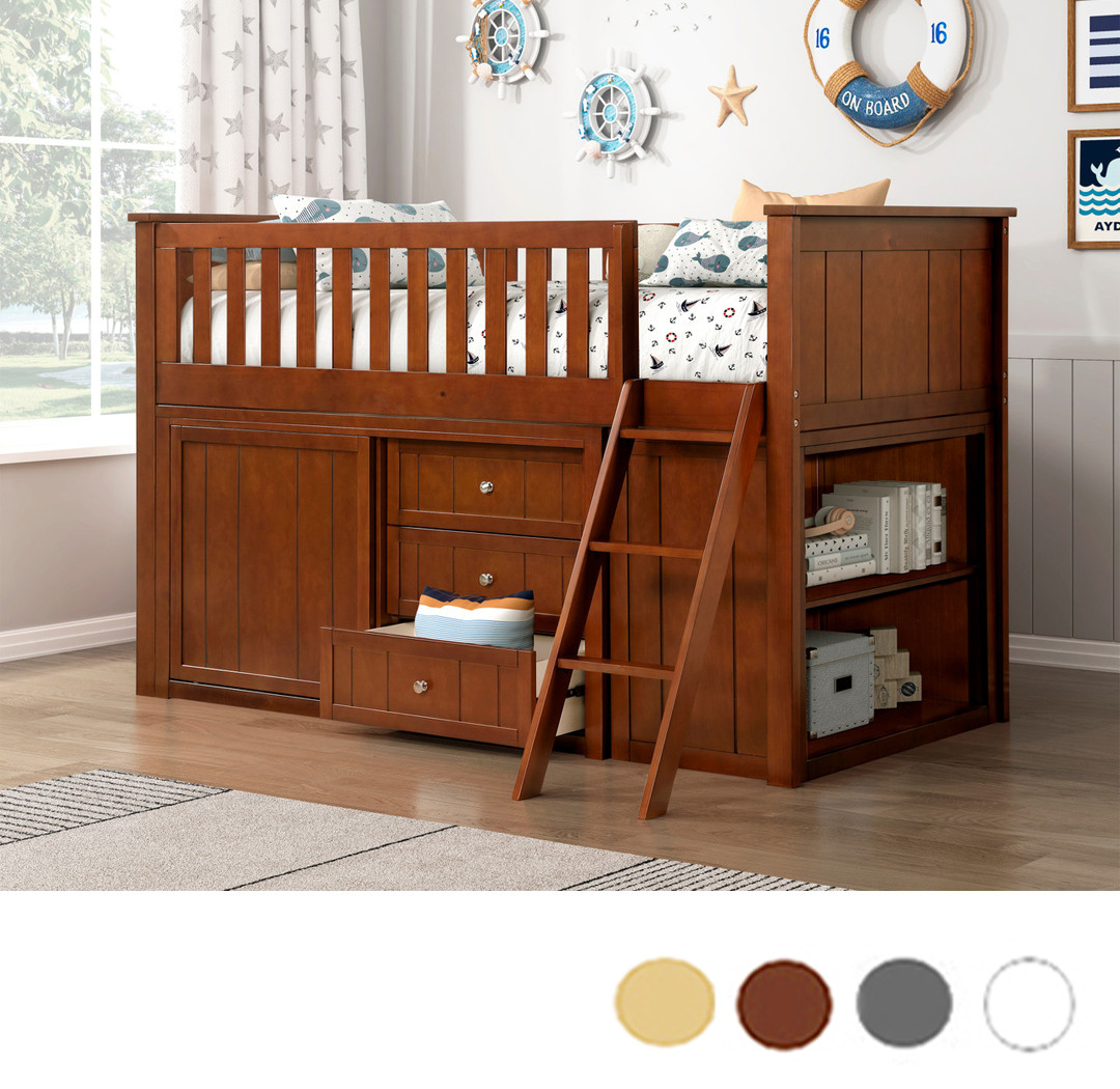 loft bed with dresser Twin Low Loft Bed With 2 Dressers – Max and Lily