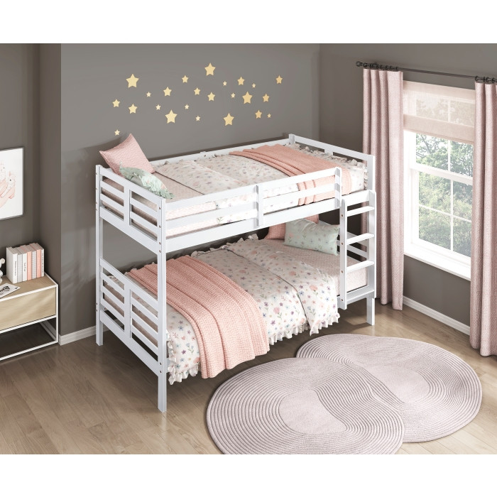 Capri Twin Bunk Bed in Dark Brown & White