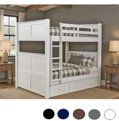 Dillon Wood Full over Full Bunk in White with Vertical Ladder & Under-Bed Trundle