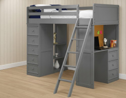 Dillon Twin Bed Frame with Desk & Chest Below in Gray