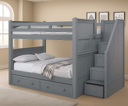 Full Size Bunk Bed With Stairway in Gray