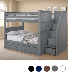 Full Size Bunk Bed With Stairway in Gray