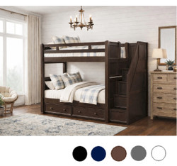 Twin Bunk Bed with Stairway Storage in Espresso Finish
